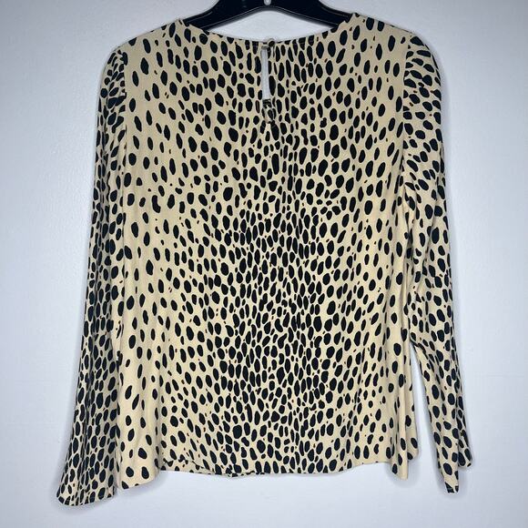 J.Crew Women's Animal Print Blouse Sz 2 Long Sleeve Leopard Old Money Neutral - Picture 5 of 9